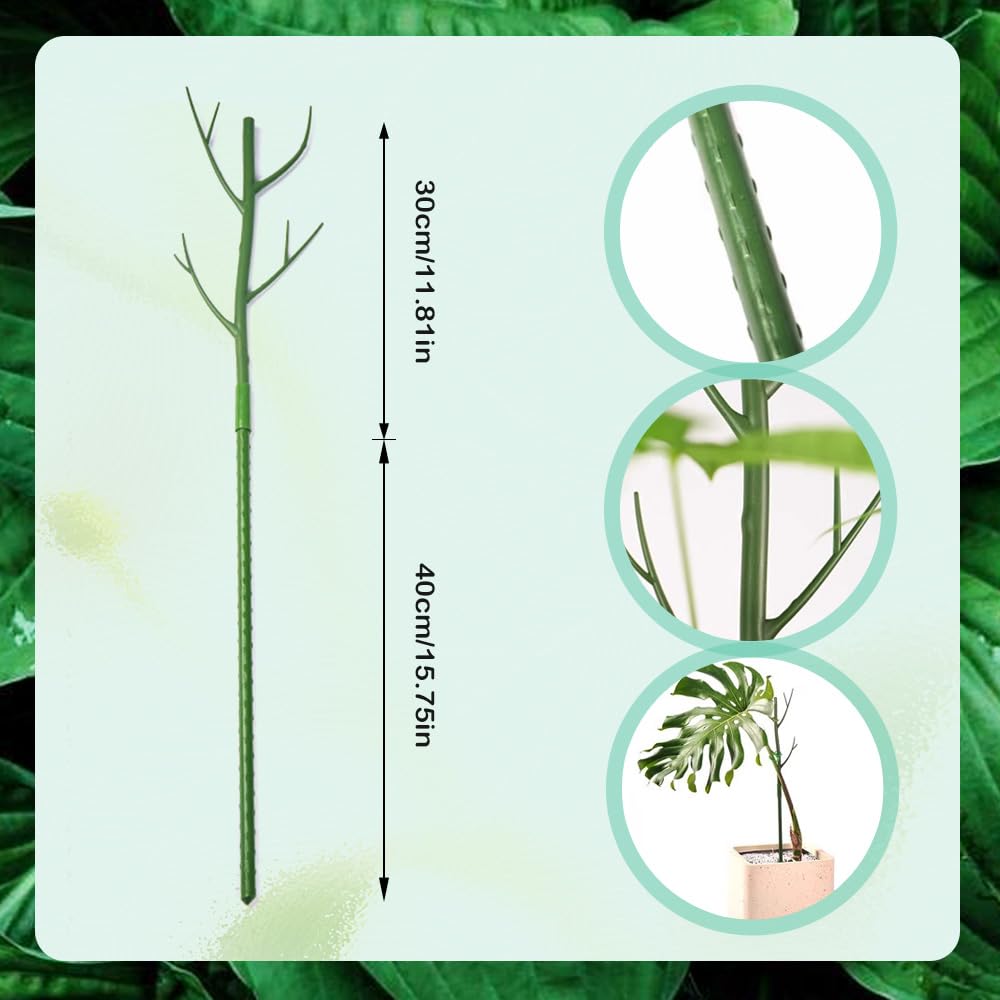 Plant Stakes Set, Stackable Monstera Plant Support, Garden Plant Support Stakes for Indoor Outdoor Plants, Climbing Structures Holder Stick Moss Pole for Support Tall Potted Plants (Green 5 Pack)