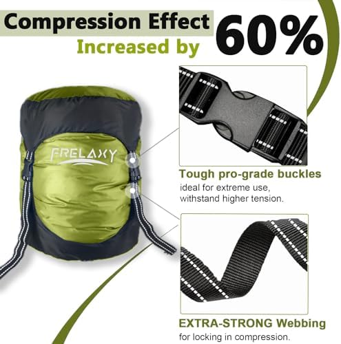 Frelaxy Compression Sack, 40% More Storage! 11L/18L/30L/45L/52L Compression Stuff Sack, Water-Resistant & Ultralight Sleeping Bag Stuff Sack - Space Saving Gear for Camping, Hiking