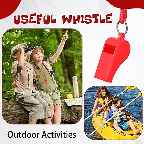 Honoson 100 Pcs Whistle for Adults with Lanyard Plastic Safety Emergency Whistle Survival Loud for Lifeguard Coaches Hiking Self Defense Outdoor Camping Accessories