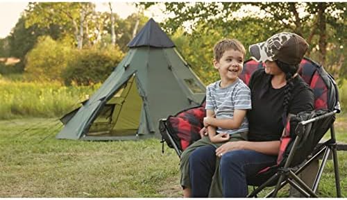 Guide Gear Club Camping Chair, Oversized, Portable, Folding with Padded Seats, 500-lb. Capacity Red Plaid