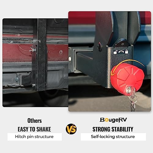 BougeRV Upgrade 2.0 Hitch Bike Rack with Dual Lock for SUV Truck, 165LB Capacity 2/3/4 Bikes Hitch Bike Carrier Rack with 2'' Hitch Receiver, Easy Assembly, Tilting & Foldable Bike Rack Hitch