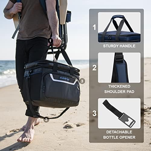 EVERFUN Large Soft Cooler Bag Travel Beach Insulated Cooler for Men 48 Can Dual Compartments Collapsible Waterproof Leak-Proof for Camping Picnic, Navy