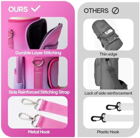 linmaya Water Bottle Carrier Bag with Phone Pocket for Stanley Cup 40/30oz,Insulated Neoprene Water Bottle Holder Cross-boday Bag with Adjustable Shoulder & Handheld Strap Stanley Cup Accessories