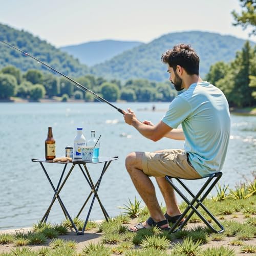 YSSOA Folding Camping Stool, Portable Collapsible Camp Stool, Folding Foot Rest for Lightweight Compact Chair, Foldable Footstool Ottoman for Outdoor Hiking Backpacking Fishing Picnic Barbecue BBQ