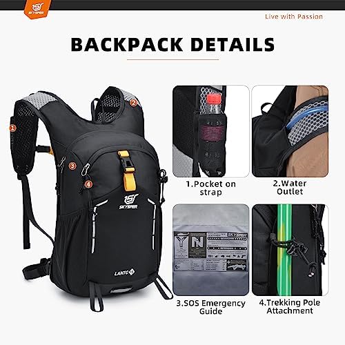 SKYSPER Small Hiking Backpack - 15L Travel Daypack Lightweight Bag Water Resistant Hiking Backpacks for Women Men