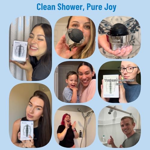 Wheelton Shower Filter - Upgraded Compressed Carbon Shower Head Filter for Hard Water, Remove Chlorine Fluoride, Heavy Metals, Chemicals to Revitalize Dry Itchy Skin Vitamin C Shower Water Filter