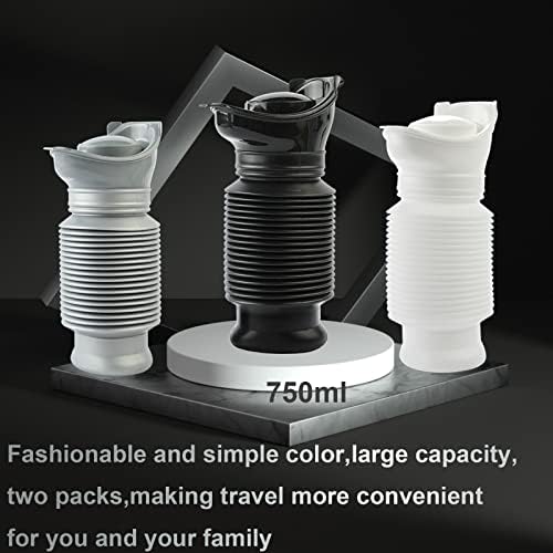 Scalable Emergency Urinal, 2 Pack 750ml Portable Toilet for Car, Portable Mini Outdoor Camping Travel Shrinkable Personal Mobile Toilet Potty Pee Bottle for Kids Adult