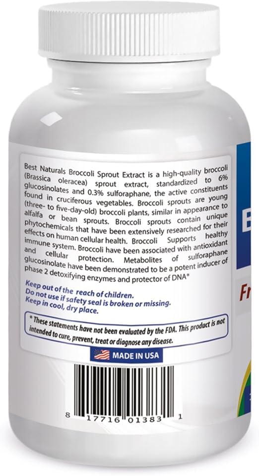 Best Naturals Broccoli Sprout Extract 1000mg per Serving - 120 Capsules (Pack of 2)
