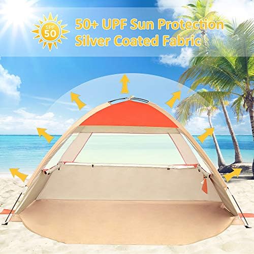 Gorich Beach Tent Sun Shelter for 3/4-5/6-7/8-10 Person with UPF 50+ UV Protection, Lightweight & Easy Setup Beach Shade Canopy, Portable Beach Shade Tent Beach Cabana