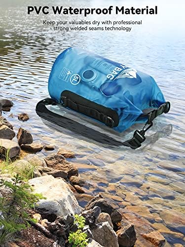HEETA Dry Bag Waterproof for Women Men, 5L/10L/20L/30L/40L Roll Top Lightweight Dry Storage Bag Backpack with Phone Case for Travel, Swimming, Boating, Kayaking, Camping & Beach, 11 Transparent Colors