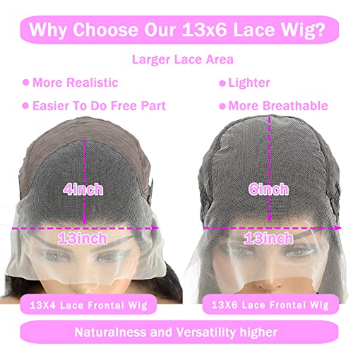 13x6 Lace Front Wigs Human Hair Pre Plucked 180 Density 24 Inch Straight Lace Front Wigs HD Lace Frontal Wigs Human Hair for Women Natural Black with Baby Hair Glueless Wigs