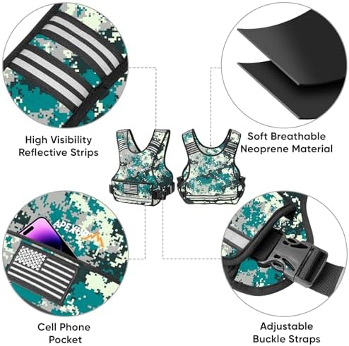 APEXUP Adjustable Weighted Vest, 4-10lb/12-18lb/20-32lb Vest with 6 Ironsand Weights and Large Pocket, Weight Vest for Men Women Strength Training, Running, Walking