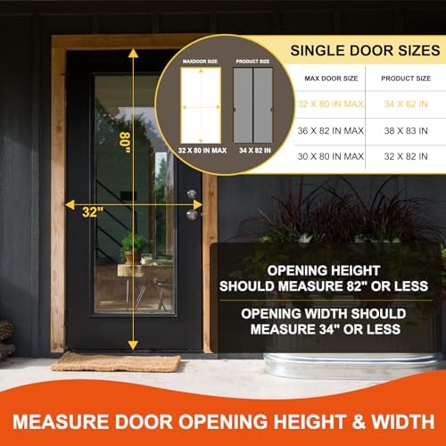 Fiberglass Magnetic Screen Door Fit Door Size 32 x 80 in- Heavy Duty Fiberglass Screen Door Mesh for Interior Door, Patio and Sliding Doors - Door Screen Magnetic Closure Let Fresh Air in