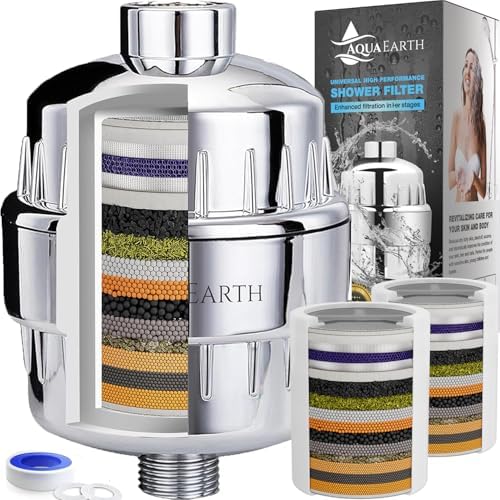 Aqua Earth Shower Filter For Hard Water Removes Chlorine and Harmful Substances Showerhead Filter High Output Activated Carbon remove Other Sediments Vitamin C