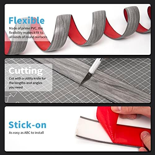 Art3d Self Adhesive Vinyl Strip for Joining Floor Gaps, Carpet Thresholds - 10 FT, 1.57in, Gray