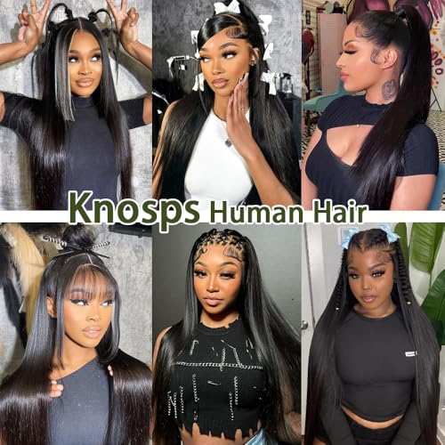 Knosps 30 Inch 13x6 Lace Front Wigs Human Hair Pre Plucked Straight HD Lace Front Wigs Human Hair 180 Density 13x6 Frontal Wigs Human Hair with Baby Hair Straight Glueless Wigs Human Hair for Women