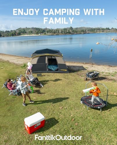FanttikOutdoor Camping Tent 4/6/8/10 Person Instant Cabin Tent Setup in 60 Seconds with Rainfly & Windproof Portable with Carry Bag for Family Camping & Hiking