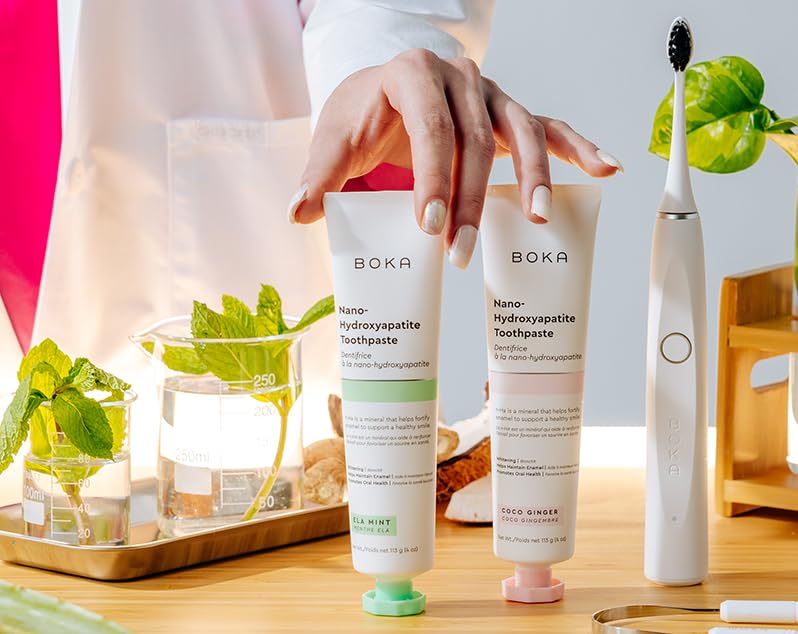 Boka Fluoride Free Toothpaste Nano Hydroxyapatite, Helps Remineralize, Appropriate for Sensitive Teeth, Whitening - for Adult, Kids Oral Care - Refresh Mint Flavor, 4 Fl Oz 3Pk