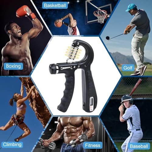 Handeful Grip Strength Tester Trainer - Dynamometer Handgrip Measurer Meter, Handheld Strengthener Exerciser for Sports, School, and Home Use (198Lbs / 90Kgs)