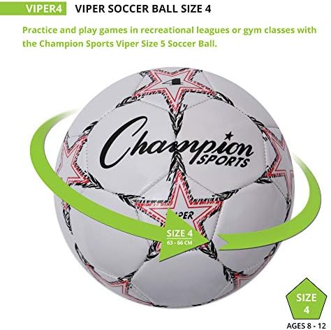 Champion Sports Viper Soccer Ball - Synthetic Leather – Youth, Kids, Adult - Sizes 3, 4, 5