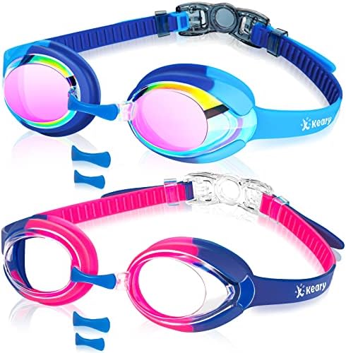 Keary Kids Swim Goggles for Toddler Kids Youth(3-12),Anti-Fog Waterproof Anti-UV Clear Vision Water Pool Goggles