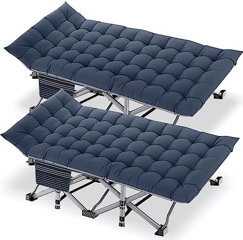 DoCred Folding Camping Cot with Mattress, 2 Pack Heavy Duty Folding Cot for Adults, Portable Sleeping Cot Bed Adults Outdoor Bed with Carry Bag, Travel Camp Cots