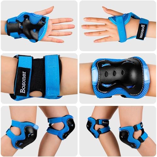 BOSONER Kids/Youth Knee Pad Elbow Pads Guards Protective Gear Set for Roller Skates Cycling BMX Bike Skateboard Inline Skatings Scooter Riding Sports