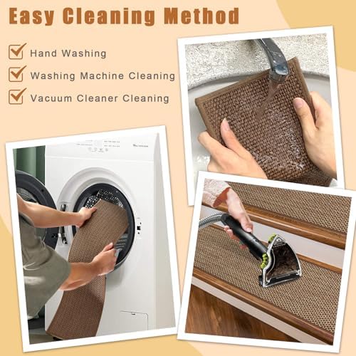 Stair Treads for Wooden Steps Indoor,8" X 30" (15 in Pack) Carpet Stair Treads for Wood Stairs, Machine Washable Stair Runners for Kids Elders and Pets,Brown