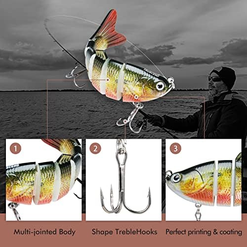 TRUSCEND Swimmax for Saltwater and Freshwater, Realistic Fishing Lures for Bass Trout Crappie Walleye Pike Bluegill Salmon, Swimbait for Bass Fishing, Amazing Fishing Gear Gifts for Family Fishing
