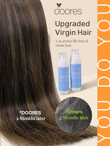 DOORES Tape in Hair Extensions Human Hair, Balayage Dark Brown to Chestnut Brown 50g 20pcs 18 Inch, Human Hair Extensions Natural Hair Extensions Remy Straight Hair Skin Weft