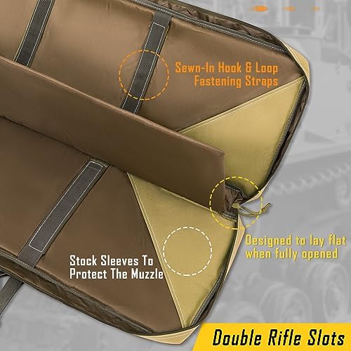 DULCE DOM 32/36/42/48/52 inch Double Rifle Case Soft Bag Gun Case, Perfect for Rifle Pistol Firearm Storage and Transportation, All Around Shooting Range Tactical Rifle Backpack, Indoor Outdoor