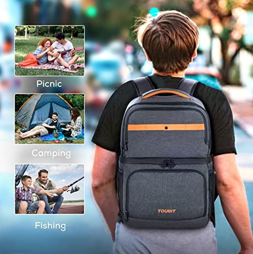 TOURIT Backpack Cooler with Double Decks, Insulated Cooling Bag for Lunch, Waterproof Lightweight for Men to Camping, Picnic, Hiking, Beach Park