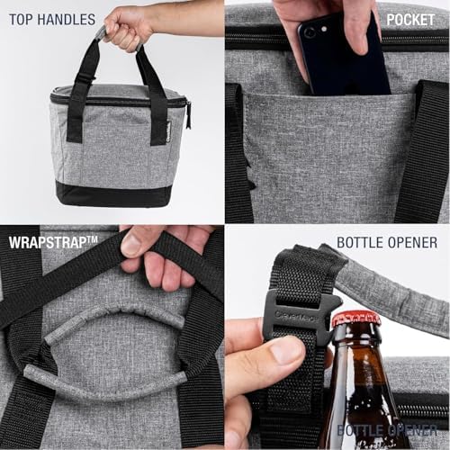 CleverMade Tahoe Collapsible Insulated Cooler Bag – 18 Can Leakproof Soft Cooler for Beach, Travel, Car – Bottle Opener – Cool Gray/Midnight