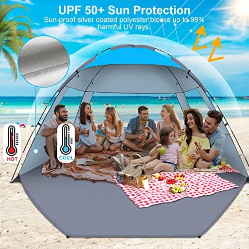 Gorich Beach Tent Sun Shelter for 3/4-5/6-7/8-10 Person with UPF 50+ UV Protection, Lightweight & Easy Setup Beach Shade Canopy, Portable Beach Shade Tent Beach Cabana