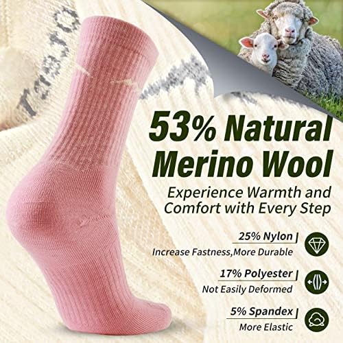 Merino Protect Merino Wool Socks for Women: Winter Hiking, Hunting, Cycling, Soft Cushion, Warm, Casual Thermal Socks