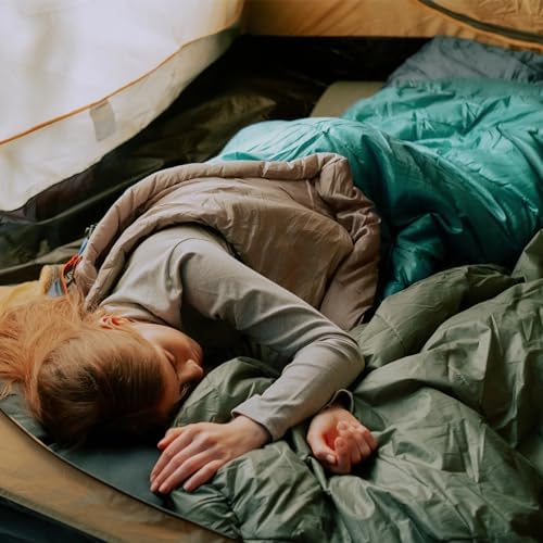 covacure Camping Blanket - Outdoor Travel Blanket, Packable, Puffy Blanket, Lightweight & Warm Quilt for Camping, Hiking, Backpacking, Outdoors, Travel, Beach(Blue)