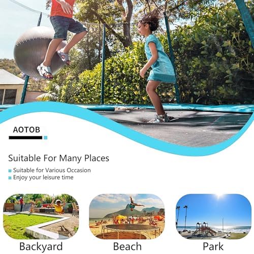 AOTOB 8FT 10FT 12FT 14 FT 15FT Trampoline with Safety Enclosure Net,Outdoor Trampoline with Basketball Hoop, Heavy Duty Jumping Mat and Spring Cover Padding for Kids and Adults, Storage Bag and Ladder
