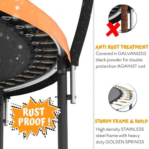 JUMPZYLLA Trampoline Outdoor 8FT 10FT 12FT 14FT 15FT 16FT with Enclosure and Ladder, ASTM Approved Recreational Trampoline for Kids and Adults, Anti-Rust Coated Frame