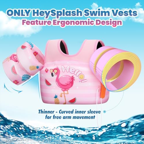 HeySplash Swim Vest for Kids, Toddler Pool Floaties Fit 20-50/70 Lbs, Children Swimming Vest with Adjustable Strap, Swim Jacket Water Wing Arm Float, Puddle Sea Beach Boat Jumper Boy Girl Baby