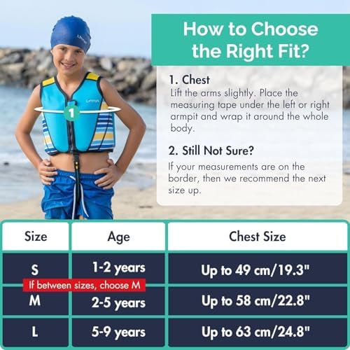 Limmys Premium Kids Swim Vest - Toddler Swim Jacket and Buoyancy Swimming Aid - Modern Design Swimming Vest for Boys, Girls and Babies - Drawstring Bag Included