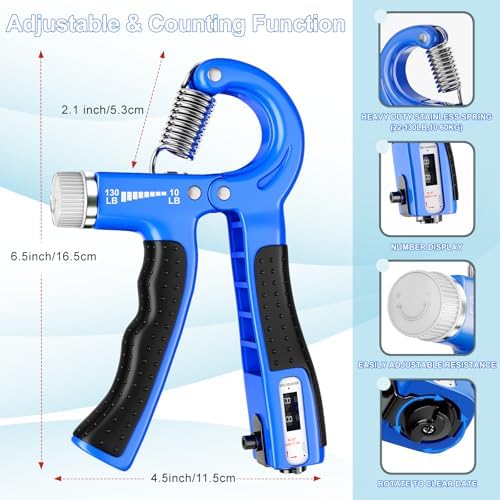 Grip Strength Trainer(5 Pack) with Finger Exerciser, Hand Grip Strengthener, Finger Stretcher,Grip Ring & Stress Relief Ball for Muscle Building and Injury Recover with Carry Bag