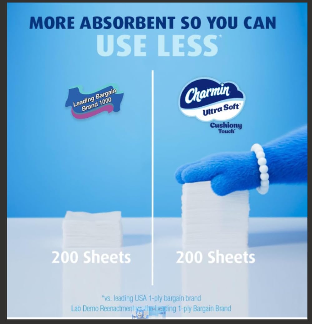 Charmin Ultra Soft Cushiony Touch Toilet Paper, 30 Family Mega Rolls = 153 Regular Rolls