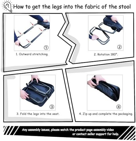 Heavy Duty 16" Folding Stool - 440LB Capacity Lightweight Aluminum Alloy, 2.08lbs Collapsible Camping Chair for Outdoor, BBQ, Travel