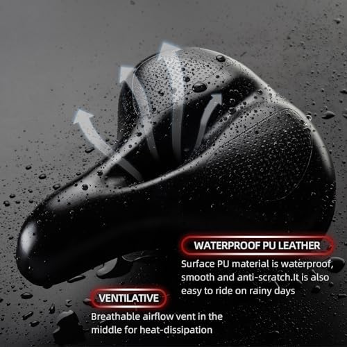 ROCKBROS Bike Seat Comfort Bike Saddle Mountain Bicycle Accessories for Men Women Soft Wide Bike Seat Cushion Dual Shock Absorbing with Reflective Strip