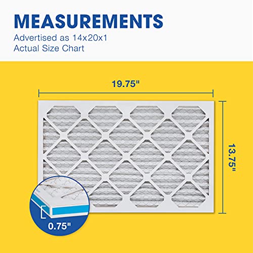 Aerostar 14x20x1 MERV 11 - 6 Count - Pleated HVAC, Furnace & Air Conditioner Filters - Removes Dust, Cold & Flu Germs, Lint, Mold, Pet Dander, Allergy-Causing Pollen, Smog & Smoke