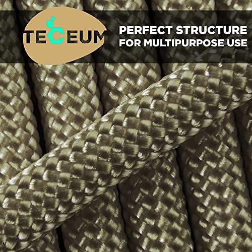 TECEUM 5/32" Paracord Rope 1000 – 1000ft / 200ft / 100ft / 50ft – Tactical Parachute Cord 4mm – 45+ Colors – Nylon String for Survival & Camping Gear – Stripe Cord for Survival – Utility Rope