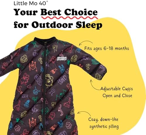 Little Mo 40° Baby Sleeping Bag (6-18 Months) The Camping Sleeping Bag for Babies and Toddlers with Adjustable Open-and-Close Cuffs and Thick, Lofty Insulation.