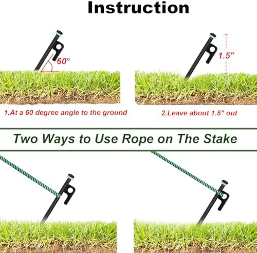 20Pcs Tent Stakes, 16in Heavy Duty Tent Stakes, Dia 0.35" Forged Steel Stakes Heavy Duty for Tent Used on Rocks, Grassland, Snowfield(20Pcs 16in Stakes)