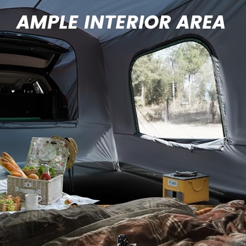 SUV Tent, 5-9 Person Rectangle Car Tent for Family, Waterproof & Windproof for Car Camping, Large Camping Tents with Storage Bag, SUV, Van, Jeep, Pickup 8FT L x 10.6FT W x 7.2FT H