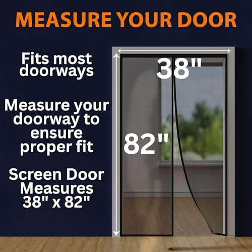Flux Phenom Screen Door Mesh 38x82 Inch – Easy Install, Strong Magnet Strength, Pet Tested, Hands-Free Entry, Door Screen Magnetic Closure, Keeps Bugs Out